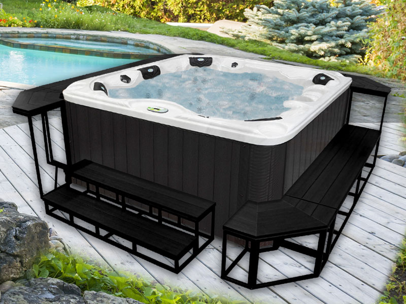 Hot Tubs, Spas, Portable Spas, for sale Geo Spas GEO Spas hot tub being used in a family setting